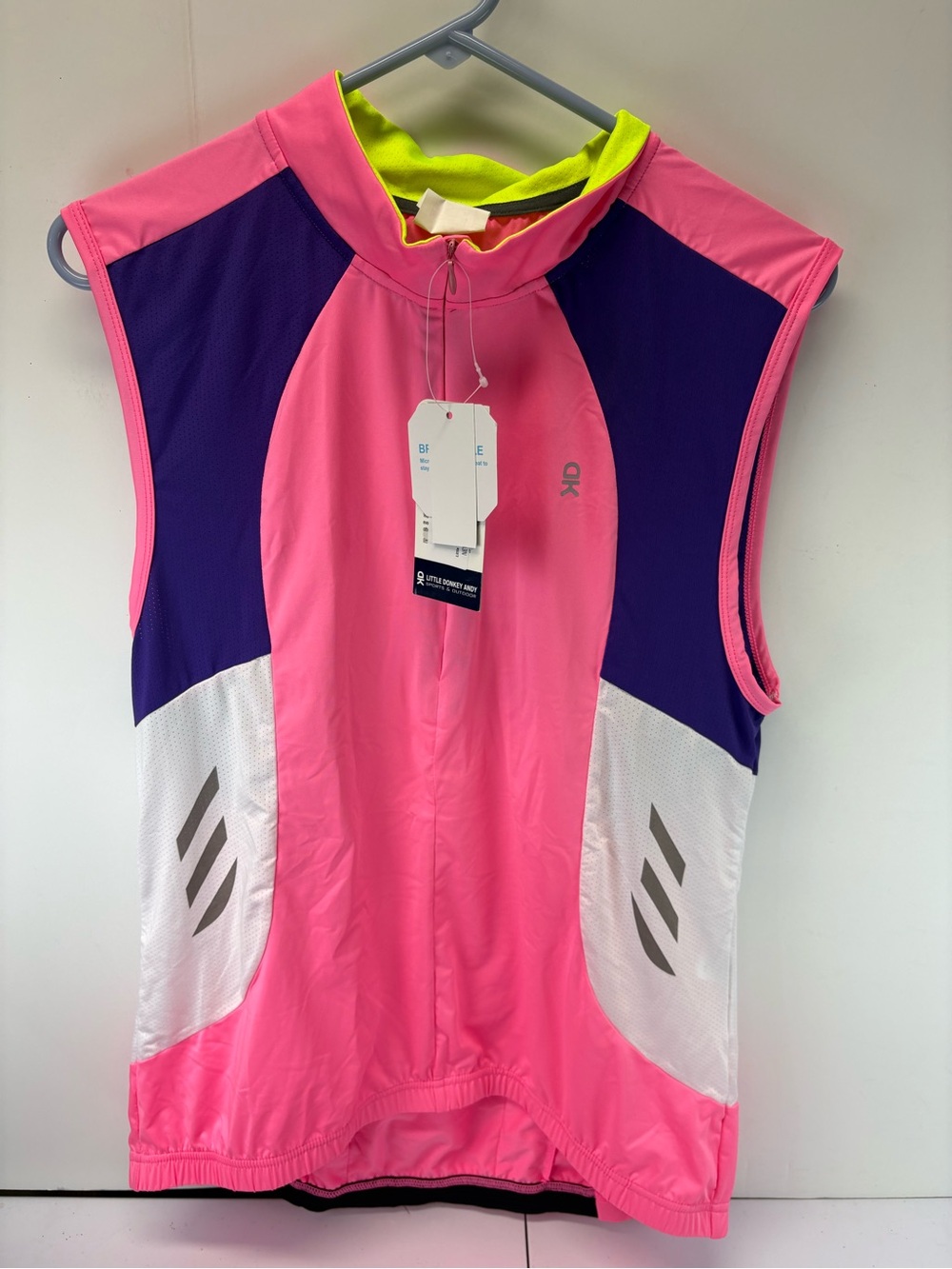 Little Donkey Andy Pink Cycling Vest Sleeveless Jersey Half Zip Womens XL